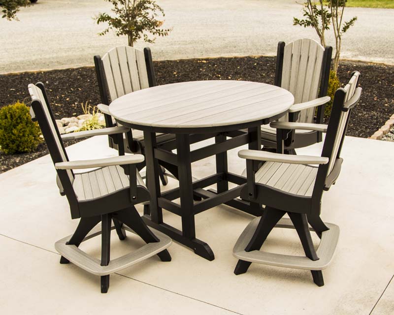 48' Round Cafe Table Set with Fanback Swivel Chairs