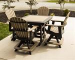 44^ Square Cafe Table Set with Adirondack Swivel Chairs