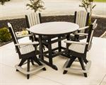 48^ Round Cafe Table Set with Fanback Swivel Chairs