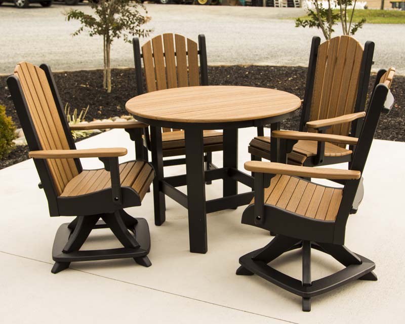 48" Round Cafe Table Set with Fanback Swivel Chairs