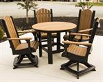 48^ Round Cafe Table Set with Fanback Swivel Chairs