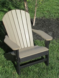 Adirondack Chair, Poly, Weatherwood & Black 1