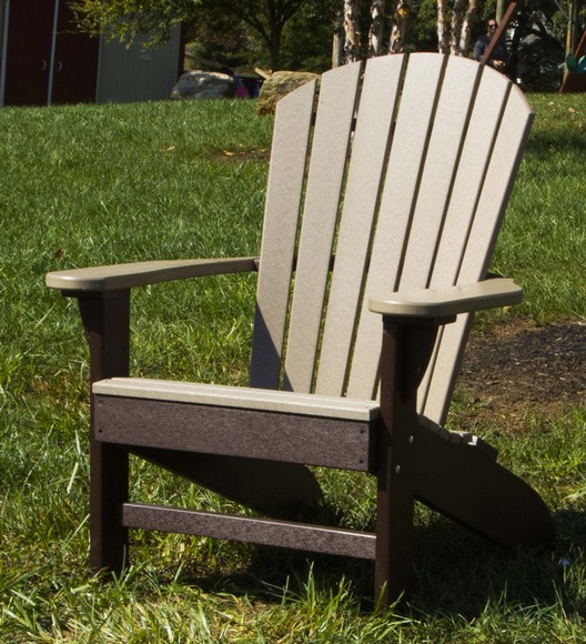 Adirondack Chair, Poly, Weatherwood & Brown 1