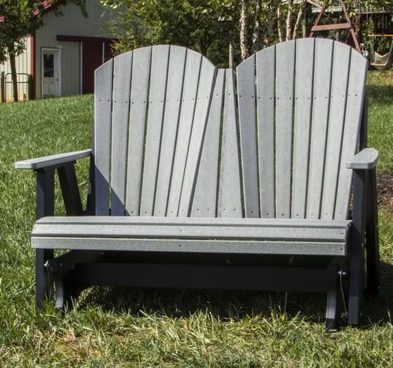 Driftwood Gray & Black, Double Adirondack Glider, Poly