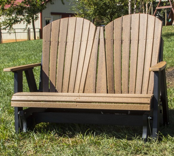 Mahogany & Black, Double Adirondack Glider, Poly