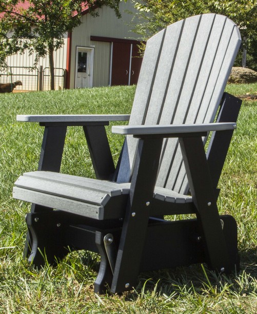 Single Adirondack Glider, Poly, Driftwood Gray & Black