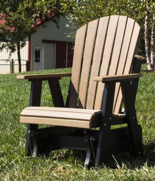 Single Adirondack Glider, Poly, Mahogany & Black