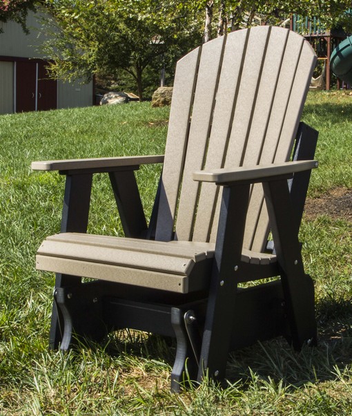 Single Adirondack Glider, Poly, Weatherwood & Black